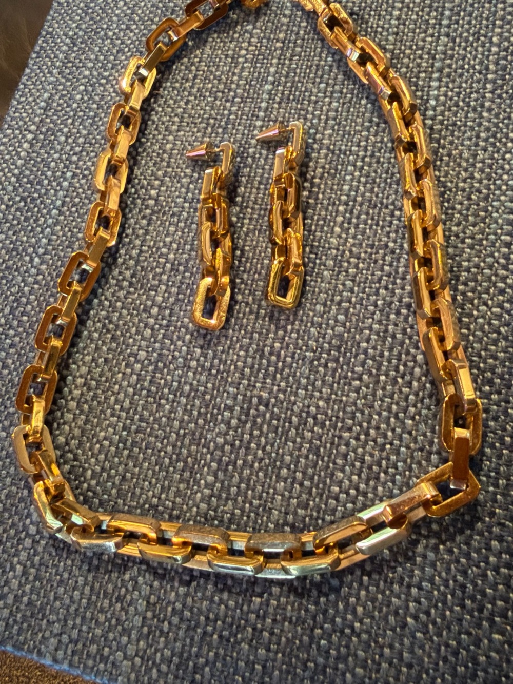 Eddie Borgo Chunky Link Necklace with Matching Drop Earrings euc